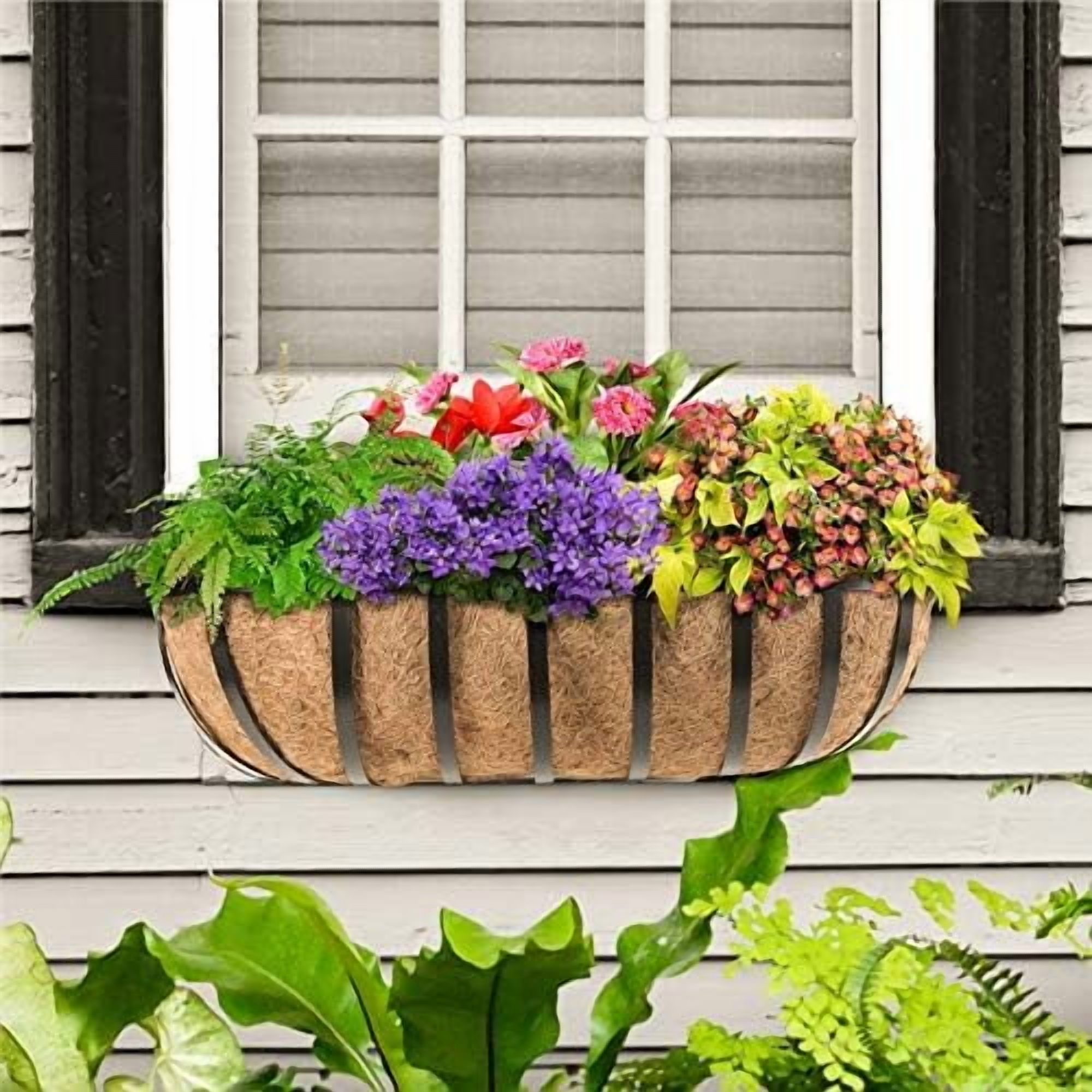 Railing Planter Window Box Deck Balcony Rail Planter 24 Inch for Porch Fence Patio Outdoor 4 Pack