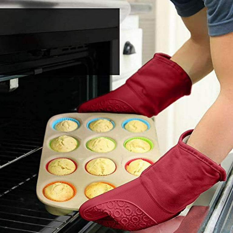  HOMWE Extra Long Professional Silicone Oven Mitt, Oven