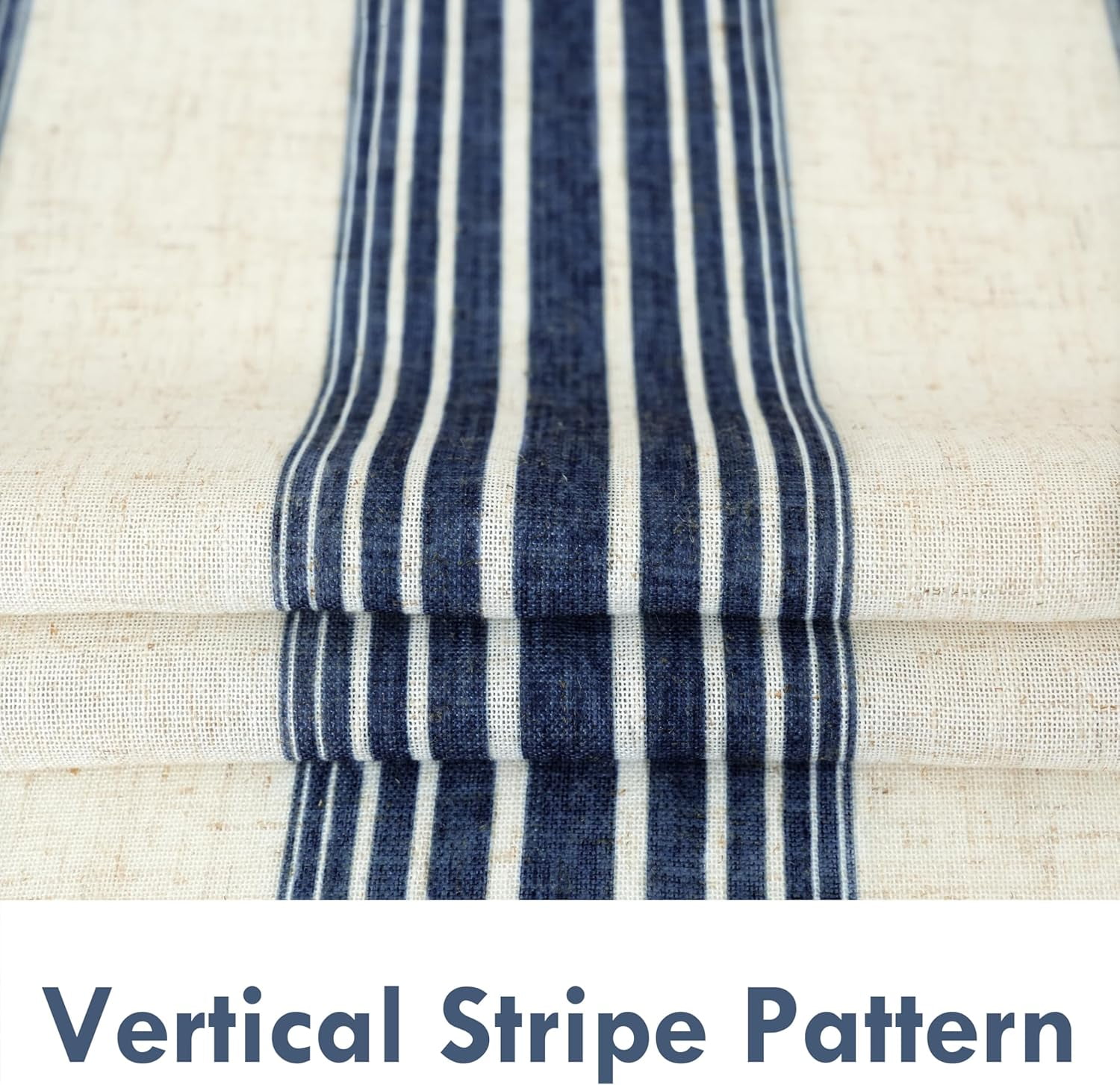 DriftAway Farmhouse Vertical Striped Linen Blend Textured Light Filtering Semi Sheer Curtains for Living Room Bedroom 108 Inches Long Drapes 2 Panels Broad Striped Linen Dark Blue