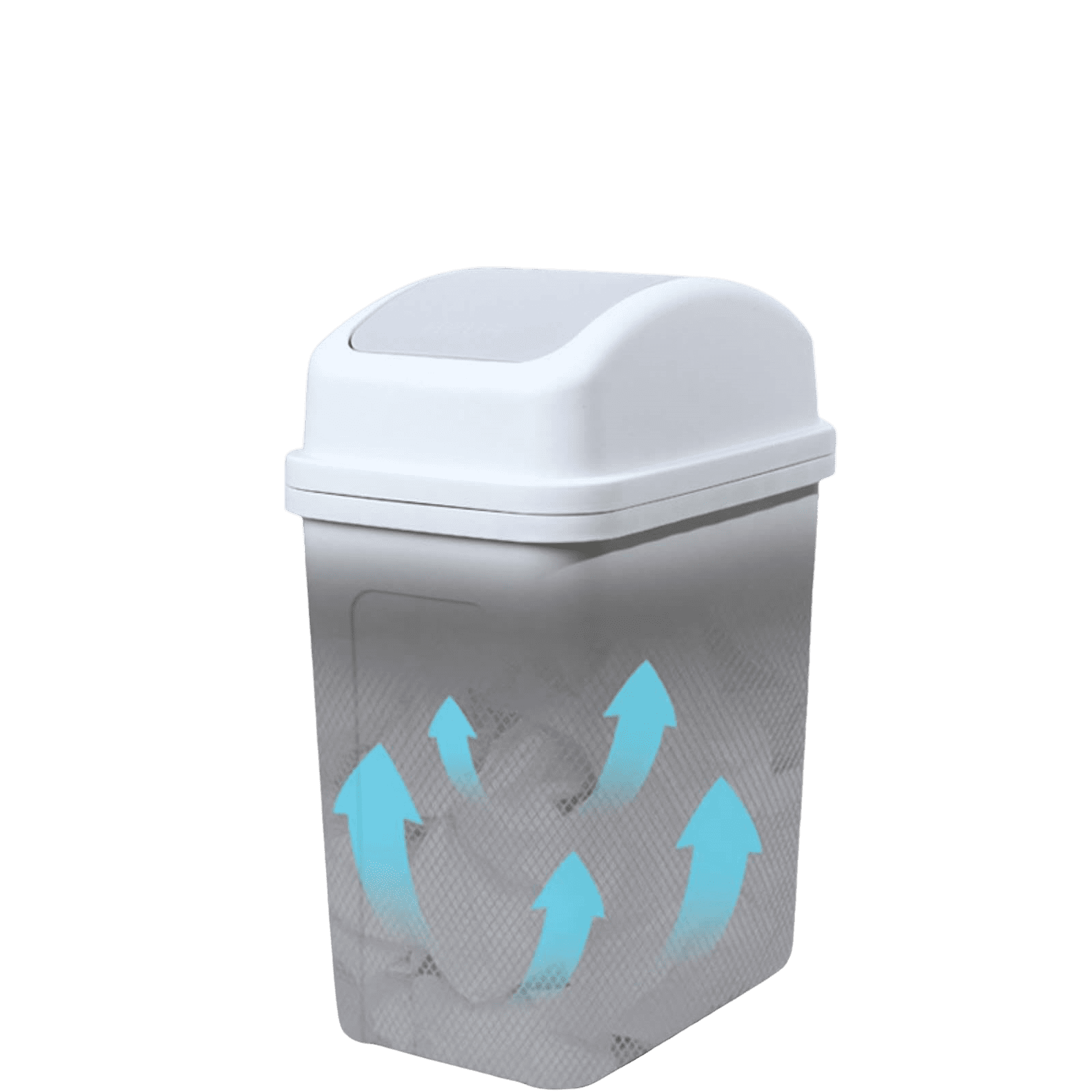 2 Gallon Swing Top Can, Small Garbage Can with Swing Lid, White