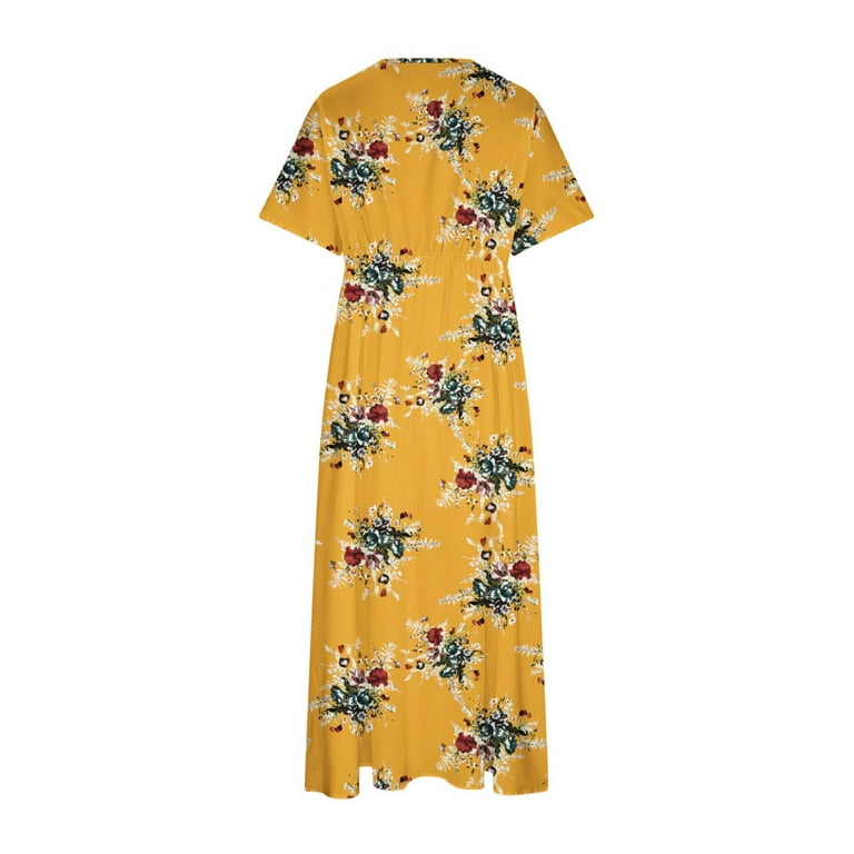 2022 Summer Floral Print Chiffon 3/4 Sleeve Casual Boho Maxi Dress 2022 Summer Floral Print Chiffon 3/4 Sleeve Casual Boho Maxi Dress