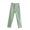 thumbnail image 1 of YOTMKGDO Slacks for Women's Solid Color High Waisted Straight Leg Pants Suitable for Daily Commuting Wear Casual Lohas Time Slacks Women's Pants Mint Green S, 1 of 5