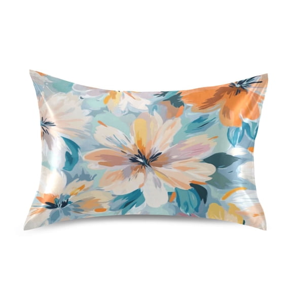 Satin Pillowcase Soft and Smooth Pillow Case for Hair and Skin Oversized Flowers Pattern
