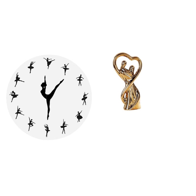 Reloj de pared,Reloj de pared con bailarina,reloj decorativo colgante.,Estatua de pareja,Figura de pareja,arte moderno,artesanía,regalo de boda,Escultura de pareja para decoración de San