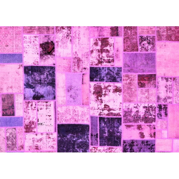 Ahgly Company Indoor Rectangle Patchwork Pink Transitional Area Rugs, 2' x 3'