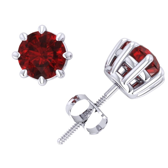 Genuine 1.50Ct Round Ruby Basket Stud Earrings 14Karat White Gold 8Prong AAA Quality