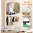 thumbnail image 2 of Double Rod Heavy Duty Clothes Racks for Hanging Clothes, Metal Rolling Garment Rack With Wheels Clothes Hanger Rack Wardrobe Racking for Coats, Shirts (White), 2 of 7
