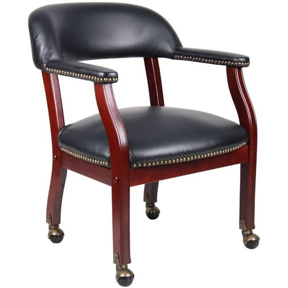 Scranton & Co Traditional Faux Leather Executive Guest Chair in Black