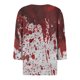 thumbnail image 5 of Top informal de manga tres cuartos con estampado de letras de Halloween y cara de fantasma para mujer, 5 of 5