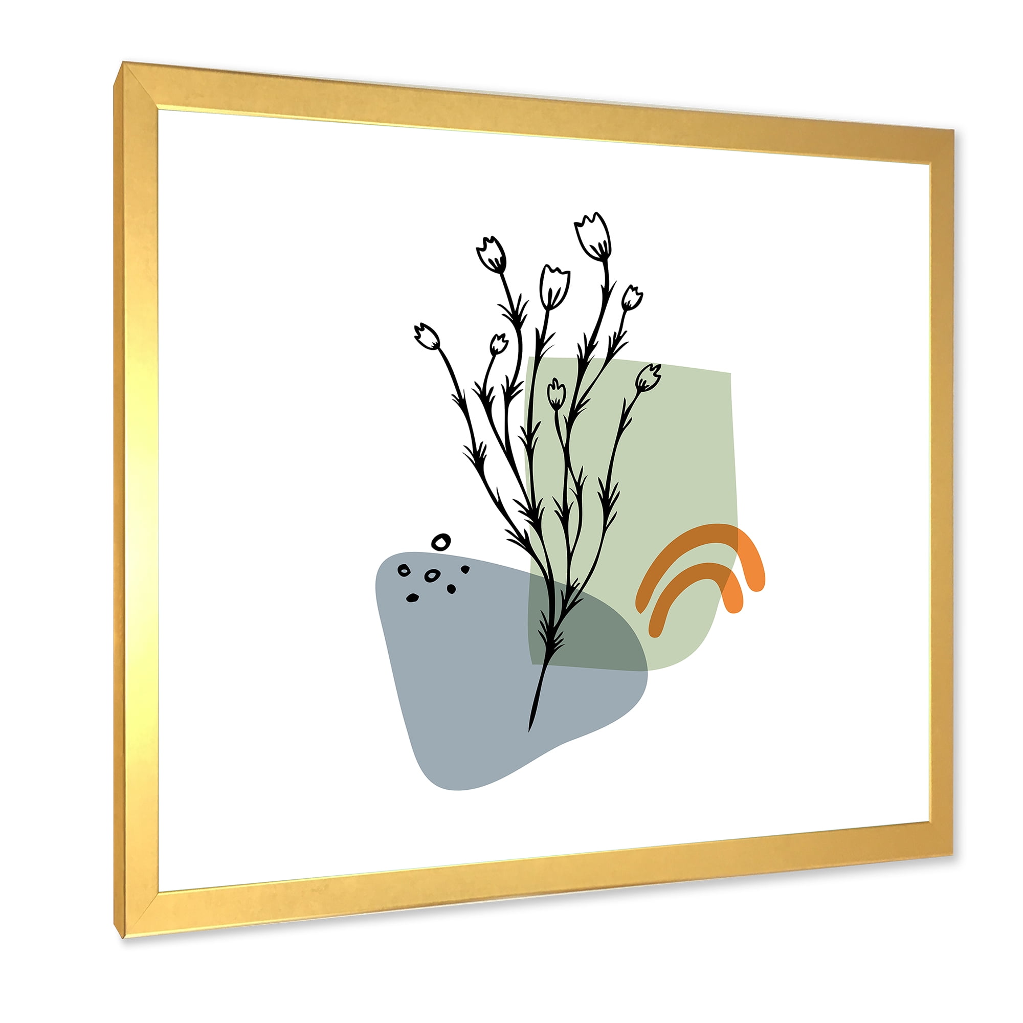 Designart 'Abstract Minimal Shapes Under Flowers II' Modern Framed Art Print