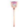 thumbnail image 3 of 1.62 ct Square Emerald Cut Simulated Pink Diamond 3 Stone 18K Rose Gold Womens Engagement Ring, 3 of 5