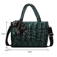 thumbnail image 3 of Bolso Bandolera Acolchado Algodón Bolso Con Asa Superior para Mujer Con Bufandas (verde), 3 of 9