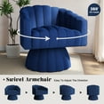 thumbnail image 4 of Techmilly 360° Rotating Velvet Chair, Soft Cushion Round Barrel Luxurious Lounge, Plush Velvet Fabric, for Living Room, Bedroom, Office, Navy blue, 4 of 10