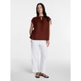 thumbnail image 3 of Time and Tru Women’s Linen-Blend Tunic Top with Ruched Sleeves, Sizes XS-XXXL, 3 of 6