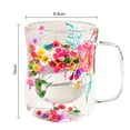 thumbnail image 6 of sunsanly 220/300ML Double Walled Glass Cups with Insulated Handle Clear Glass Coffee Mugs Heat Resistant Floral Design Drinking Mug for Tea, 6 of 7