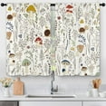 thumbnail image 4 of Mushroom Plant Kitchen Curtains 27.5W x 39L Inch Cottagecore Cute Fungus Vintage Botanical Retro Farmhouse Rod Pocket Short Cafe Tier Small Window Treatment Drapes Decor 2 Panels, 4 of 5
