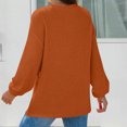 thumbnail image 5 of WTOBBY Women's Long Sleeve V-Neck Casual Knit Top - Solid Color Waffle Texture Everyday Wear Spring Fall Fashion Tunic Blouse for Women, Stylish Comfort Stretch Fabric,Orange M, 5 of 6