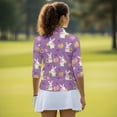 thumbnail image 6 of HUIACONG Purple Easter Egg Heart Women's Golf Polo Shirts, Anti-Wrinkle Quarter Zip 3/4 Sleeve Athletic Golf Shirts Quick Dry Quick Dry Golf Shirt Women, 6 of 10
