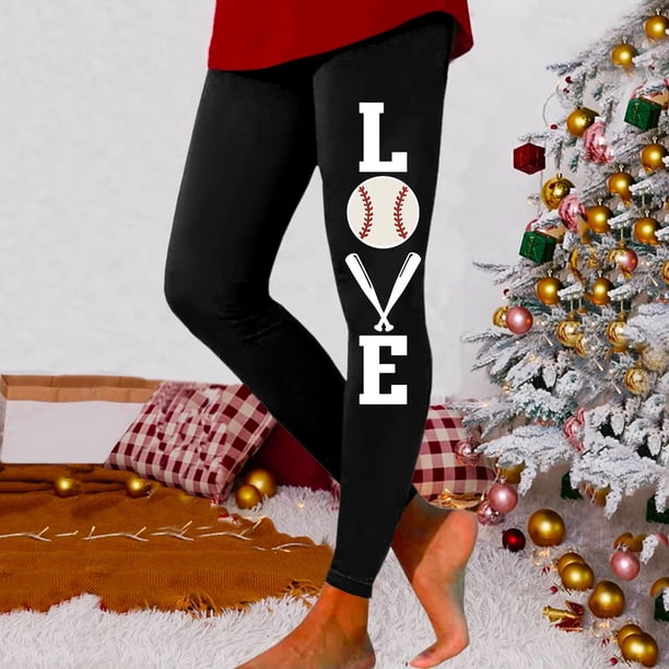 MKLEKYY Leggings para mujer, moda informal para mujer, otoño/invierno, letras de béisbol, pantalones de yoga estampados en 3D, leggings