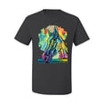 thumbnail image 2 of Wild Bobby, Colorful Rainbow Sea Turtle Animal Lover Men's Graphic T-Shirt, Charcoal, 3XL, 2 of 3