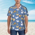 thumbnail image 4 of Daiia Chicken Family Hawaiian Shirt for Men Gentle Cotton Regular Short Sleeve Casual-X-Large, 4 of 9
