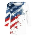 thumbnail image 4 of American Flag Shirts Women Red White and Blue Shirts Women American Flag T Shirt Womens Fourth of July Tops Womens Patriotic Tee Casual Crewneck 3/4 Sleeve Loose T Shirt Ladies Blouses Shirts, 4 of 5