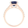 thumbnail image 4 of 2.3 ct Round Cut Simulated Blue Sapphire Solitaire with Simulated Diamond Accents 18K Rose Gold Womens Engagement Ring, 4 of 5