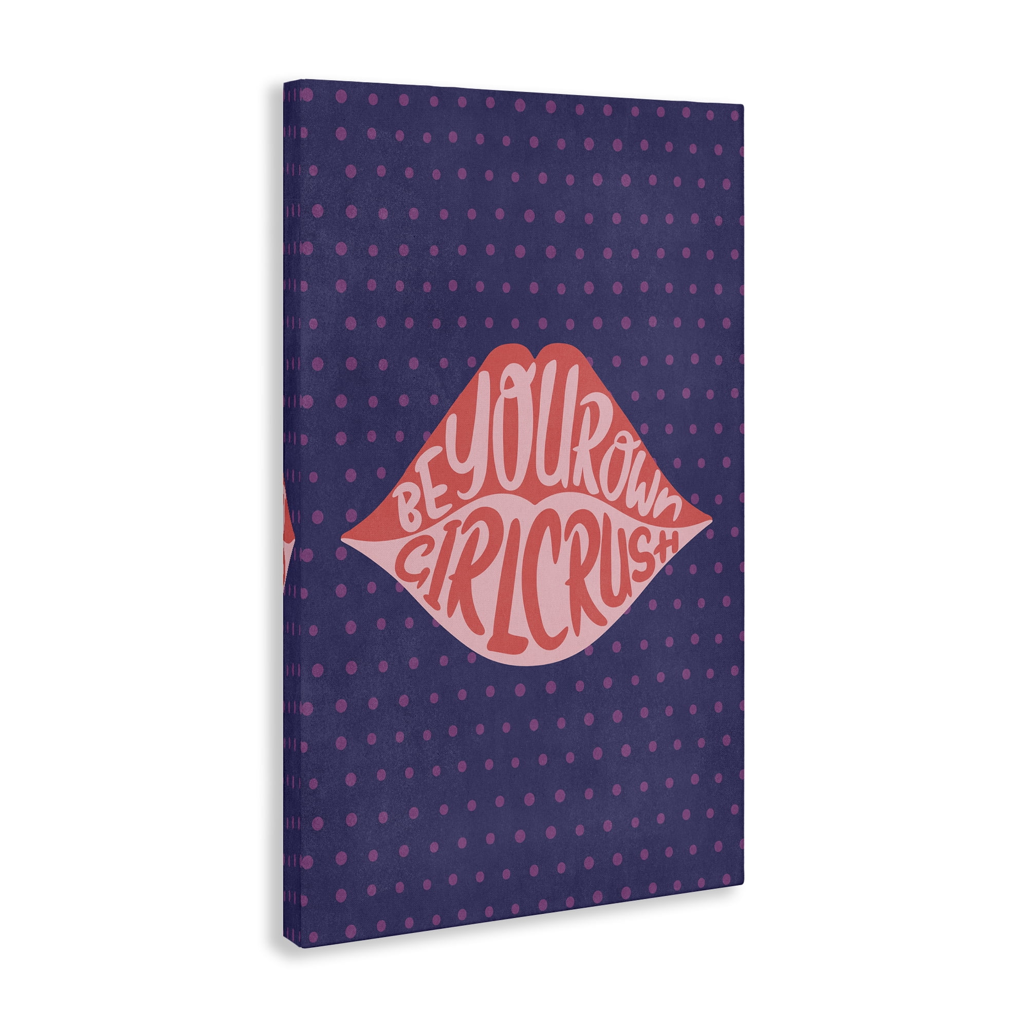 Stupell Industries Confident Girl Crush Lips Text & Numbers Painting Wrapped Canvas Art Print Wall Art, 30 x 45