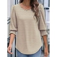 thumbnail image 6 of Blouses for Women Dressy Casual 3/4 Length Sleeve Womens Tops with Smocked Cuffs Khaki XXL, 6 of 7