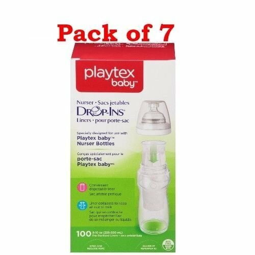 100 Ct Liners 8 oz Playtex Baby Nurser Drop-Ins Baby Bottle Disp Pack of 12 