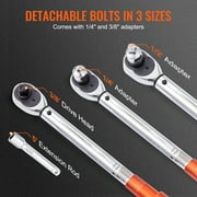 VEVOR Torque Wrench, 1/2 Drive Click Torque Wrench 10-150ft.lb/14-204n.m, Dual-Direction Adjustable Torque Wrench Set, Mechanical Dual Range Scales Torque Wrench Kit with Adapters Extension Rod