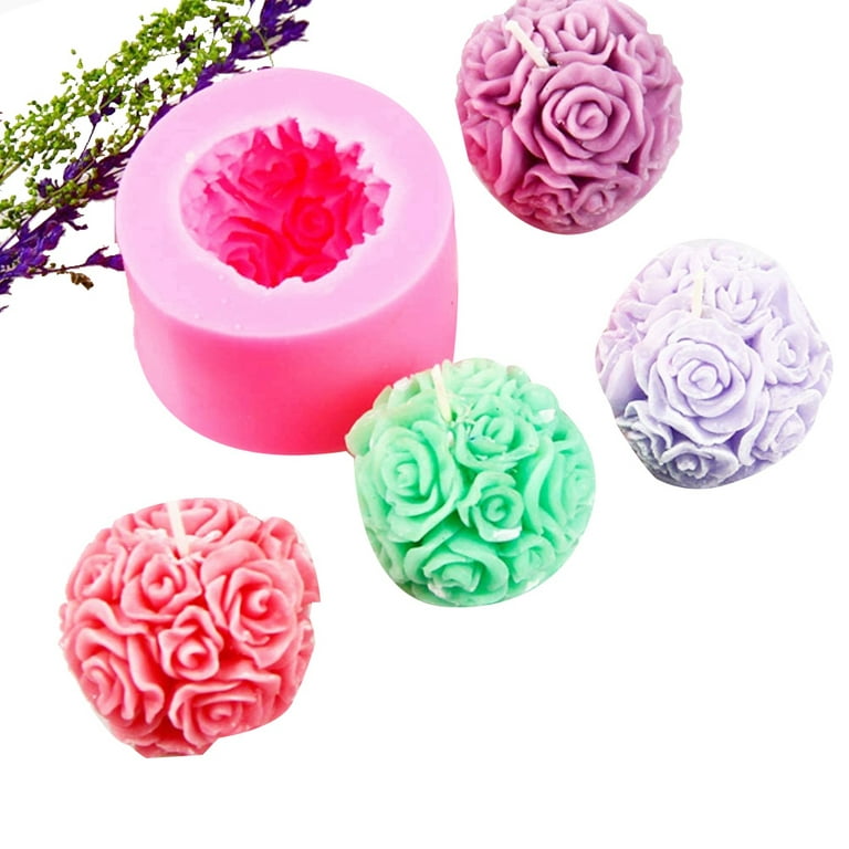 2 Pack 3D Rose Ball Candle Mold Soap Mold, Silicone Mold For DIY