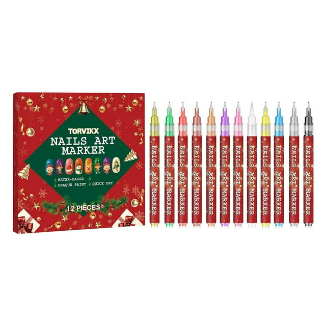 12 Color Nail Art Pen Set, Fine Tip Quick-Dry Polish for DIY Manicure, Long-Lasting Glossy Nail Paint
