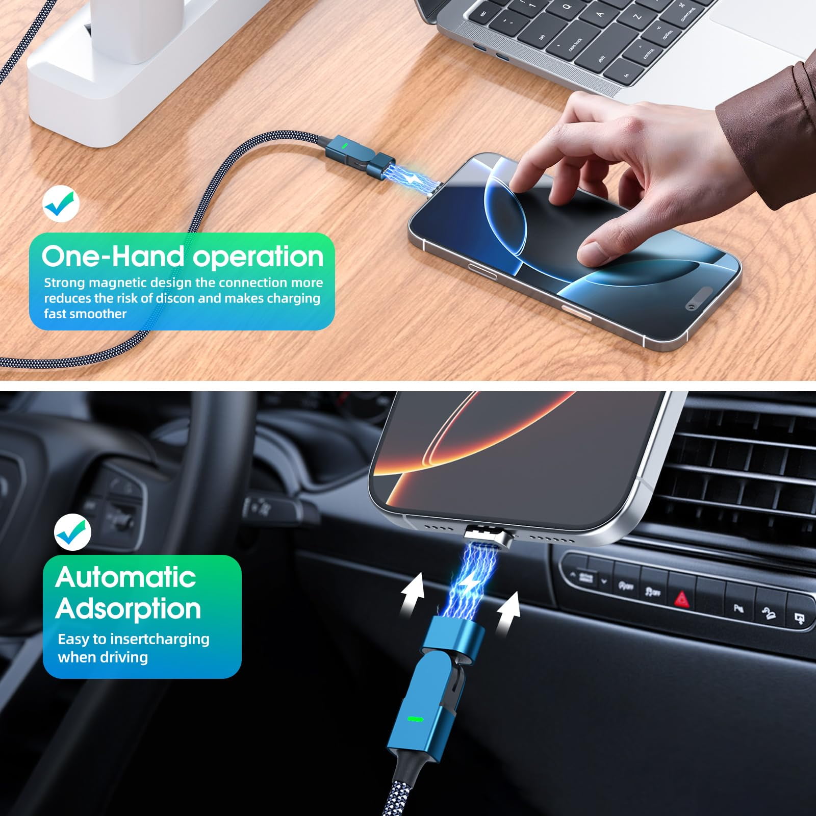 100W USB C Magnetic Charging Cable,(3 Pack 6FT) 180°Rotation USB C to USB C Magnetic Cable 5A Fast Charging Data Transfer Magnetic Charger Cable for iPhone 16 15,14,13 Pro Max, MacBook Pro,iPad.