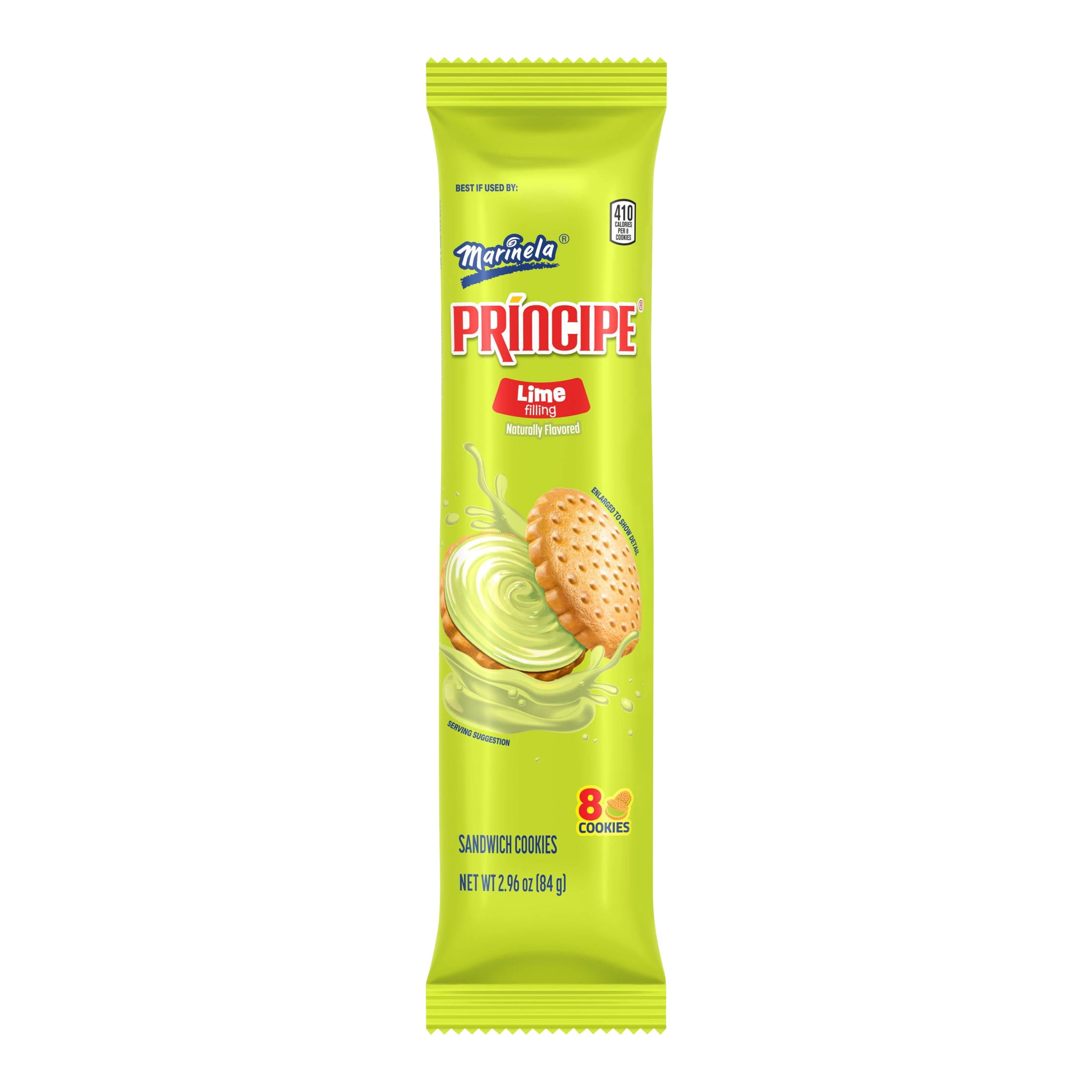 Marinela Principe Lime Flavored Sandwich Cookies, 8 count, 2.96 oz