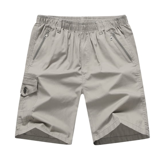PNTUTB Men's Summer Solid Color Quick Dry Breathable Casual Outdoor Sports Elastic Waist Workwear Shorts with Multi-Pockets