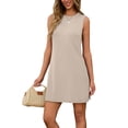 thumbnail image 3 of Vestido Sampeel beige sin mangas, corte en A, hasta la rodilla, talla M, 3 of 6