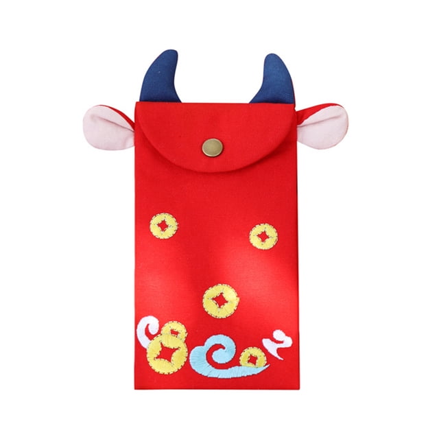 Sobre rojo bordado en forma de toro Año nuevo Sobre rojo Tela Paquete rojo Paquete rojo de año nuevo CACAGOO Sobre