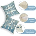 thumbnail image 3 of Hello Winter Snowflake Decorative Throw Pillow Covers 18x18 Set of 4, Let It Snow Wonderland Reindeer Bird Blue Cushion Case Decor, Snowy Forest Seasonal Farmhouse Home Decoration for Sofa Couch, 3 of 5