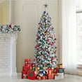 thumbnail image 6 of Alden Design 6 Ft Unlit Hinged Artificial Spruce Slim Christmas Tree, Frosted White, 6 of 11