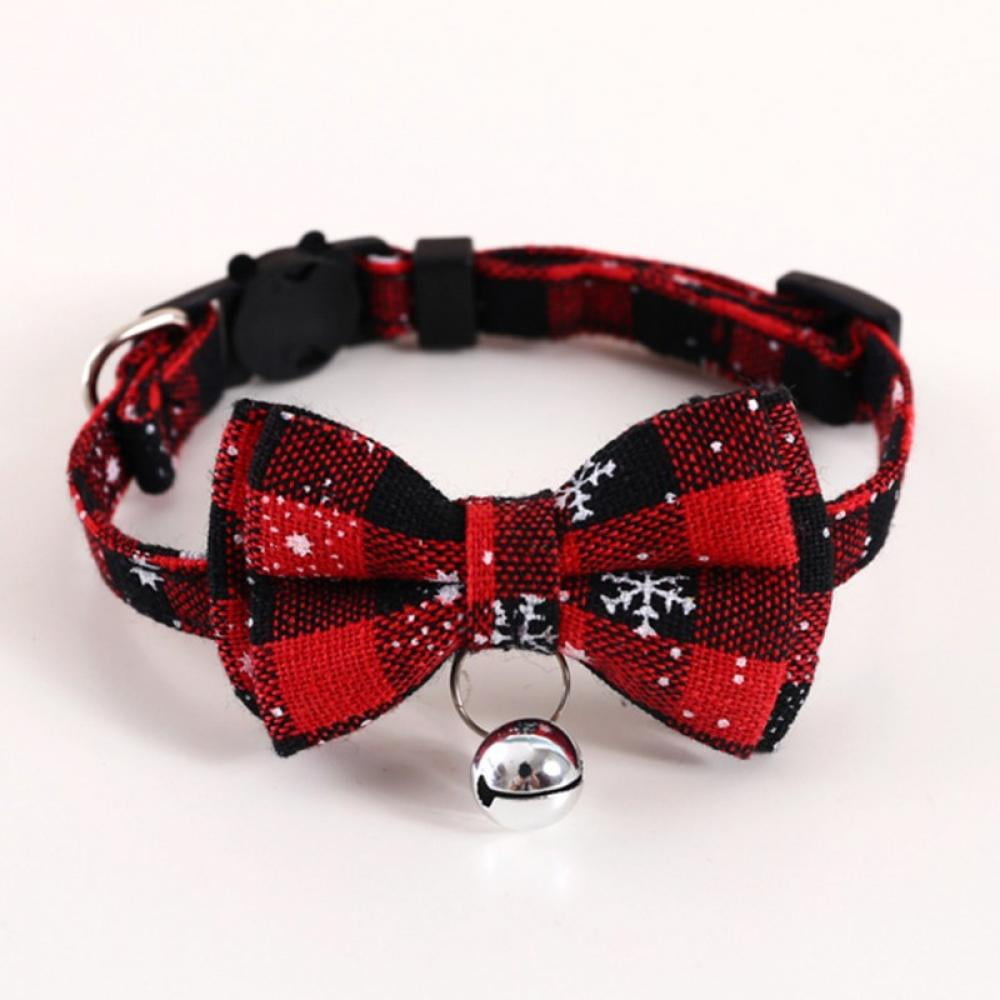 Christmas Cat Collar Set With Bells, Adjustable Cat Collar, With Bow