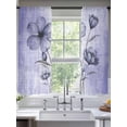thumbnail image 2 of Purple Floral Sheer Curtains 63 Inch Length 2 Panels Set, Vintage Botanical Gradient Pastel Painting Voile Window Treatment Rod Pocket Curtains Sheers Drapes for Bedroom/Living Room/Kitchen 52x"63"x2, 2 of 7
