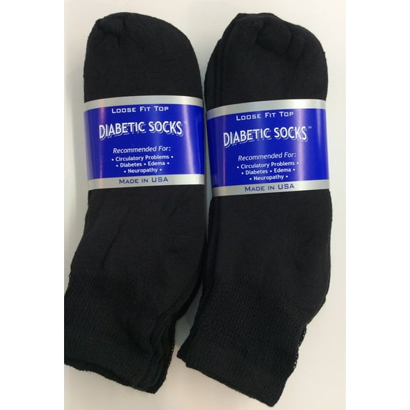 Creswell 6 Pairs Of Mens Black Diabetic  Ankle Socks 10-13 Size