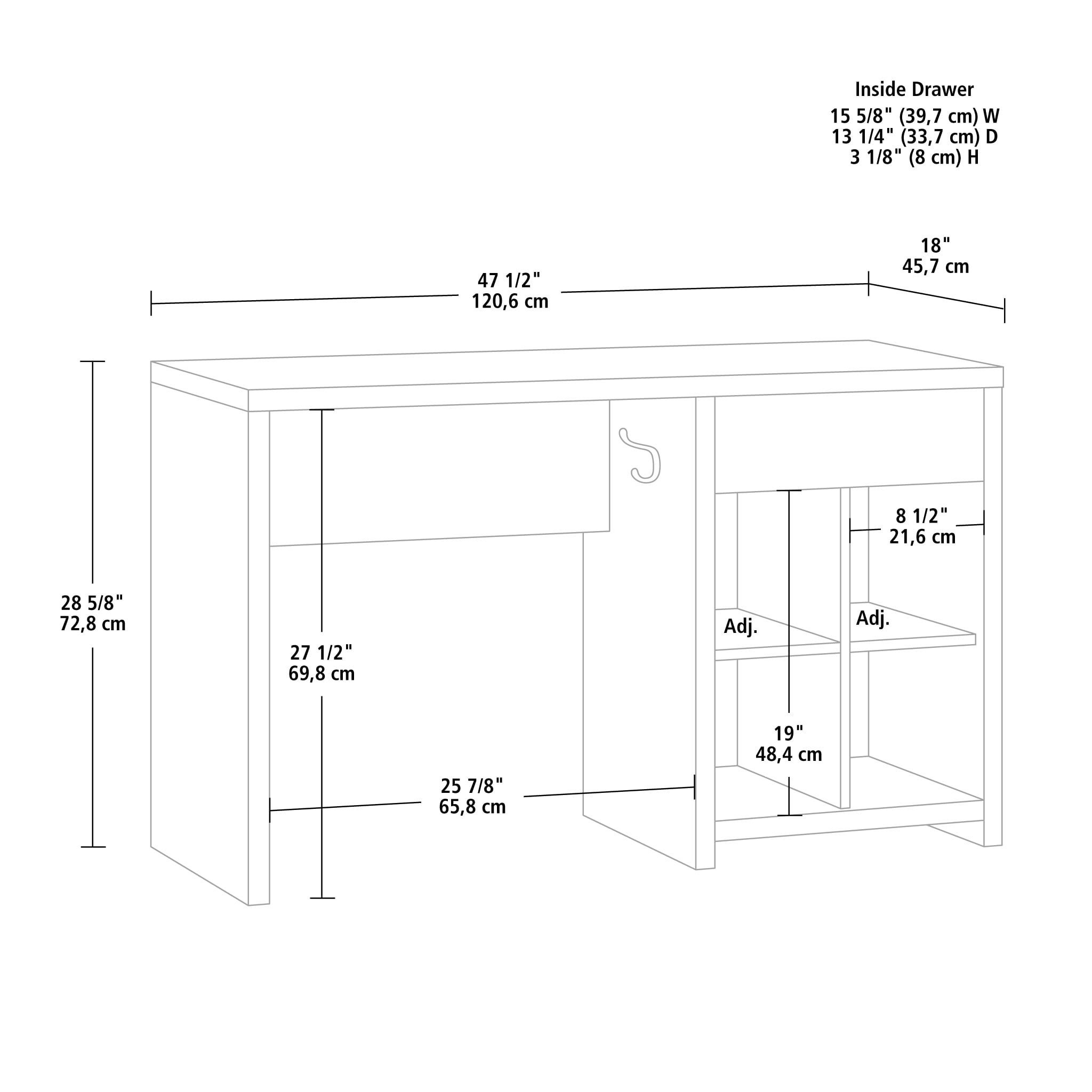 Mainstays Westley Adjustable Shelf Desk with Gaming Headphone Hook and Cable Management, Black Finish
