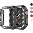 thumbnail image 1 of KOMI Bling Case Compatible For Apple Watch 38mm 40mm 42mm 44mm, Crystal Diamond Apple Watch Protector Case Slim PC Anti-Scratch Bumper Frame Protective Cover For iWatch Series SE/6/5/4/3/2/1 Black, 1 of 5