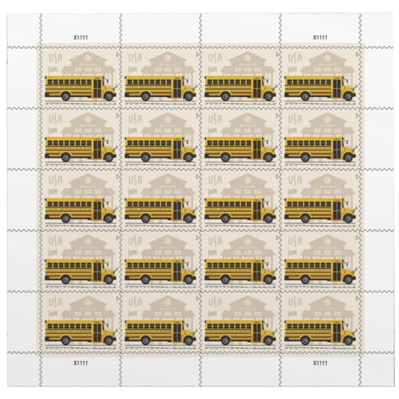 Sellos postales, autobús escolar del Servicio Postal de los Estados Unidos, x20