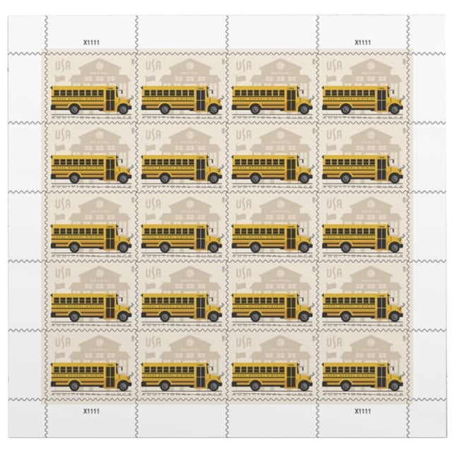 Sellos postales, autobús escolar del Servicio Postal de los Estados Unidos, x20