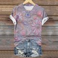thumbnail image 4 of Cilsoka Trendy Shirts for Women Short Sleeve, Womens Summer Short Sleeve Tops Floral Printed T Shirts Casual Basic Graphic Tees, Floral Print Tshirts, 4 of 5
