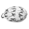 thumbnail image 1 of Charcoal Round Floor Cushion with Handle, Monochromatic Cat Lover Pattern with Playful Kittens Print, Decorative Pillow for Living Room & Dorms, 18" Round, Charcoal Grey and White, by Ambesonne, 1 of 4