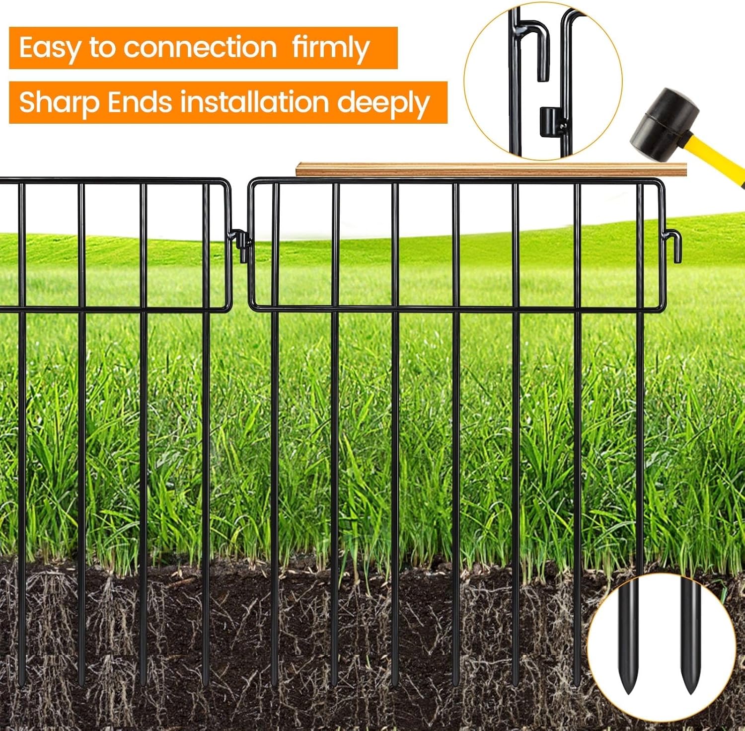 Black Animal Barrier Fence 24 Pack 12in x12in No  Garden Decorative Metal Fencing for Dogs Rabbits